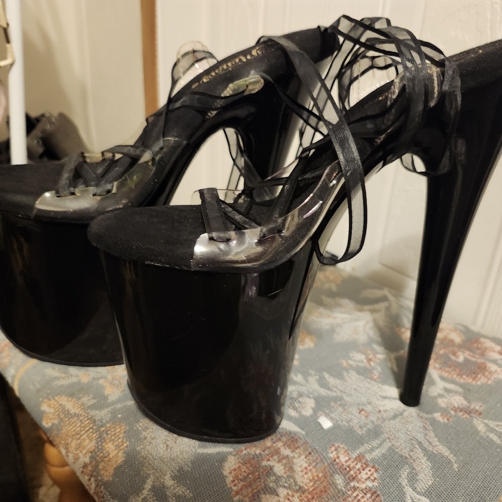 Shiny Black Stripper heels